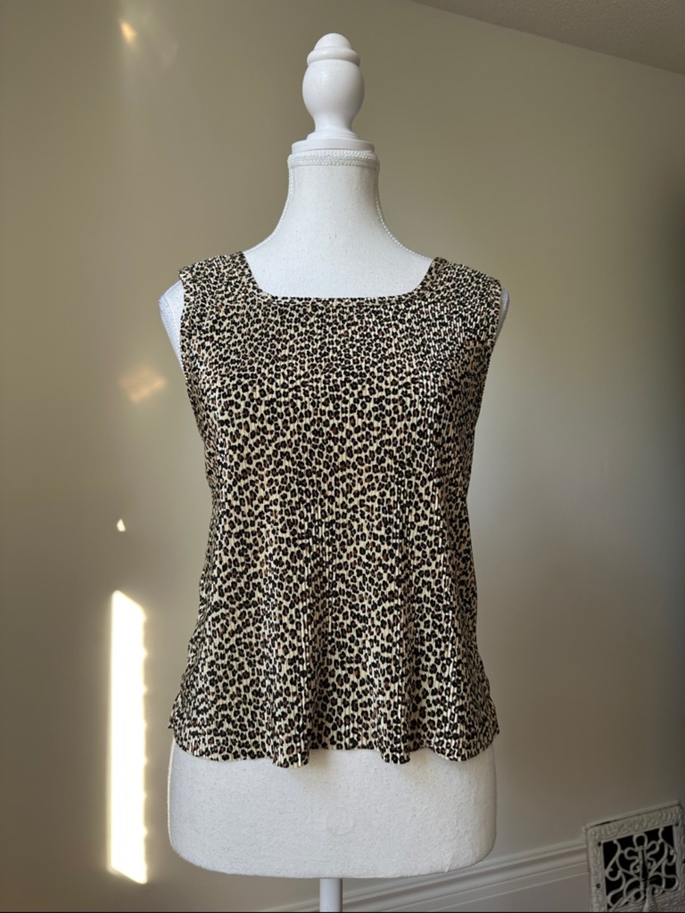 PLISSÉ Y2K Animal Print Preppy Boho Festival Crinkle Sleeveless Top Size Medium